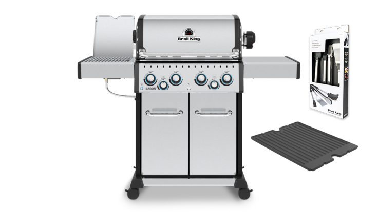 Broil King Baron S490 IR Gas BBQ - Free Griddle + Tool Set