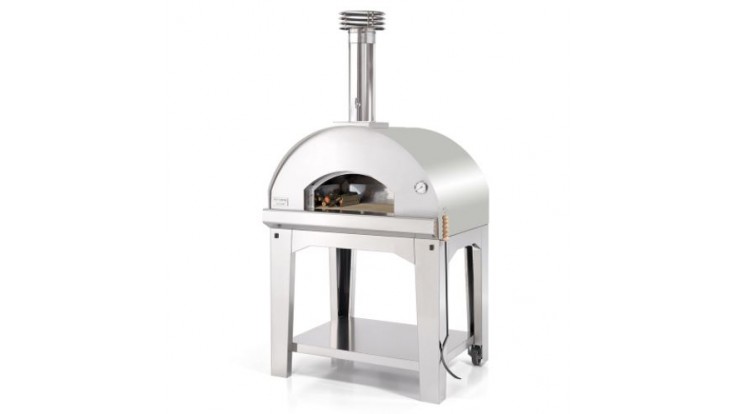 Fontana - Mangiafuoco Wood Pizza Oven with Trolley - Stainless Steel - Free Cover & Accessories