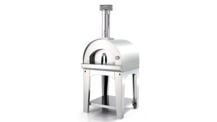 Fontana - Margherita Wood Pizza Oven with Trolley - Stainless Steel