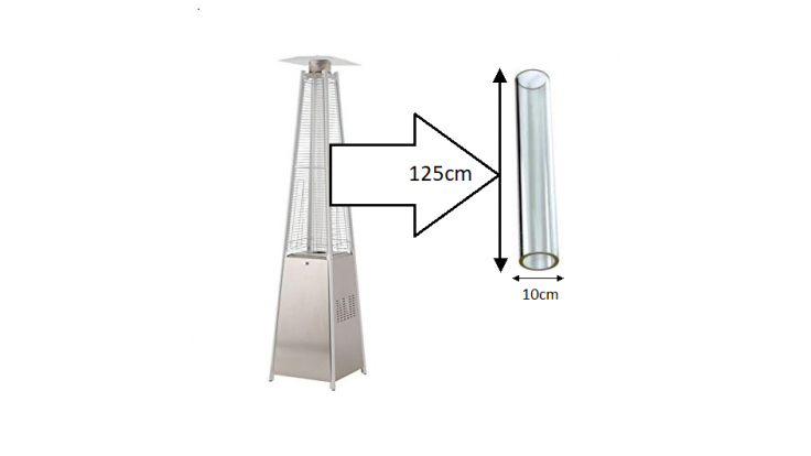 Flame Patio Heater Replacement Glass Tube for Pyramid Heaters (Tahiti, Athena, A-Z) 