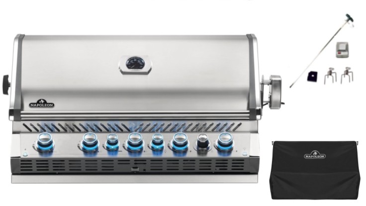 Napoleon Prestige BIPRO665RBPSS-3-GB Built In Gas BBQ - Free Rotisserie and Cover