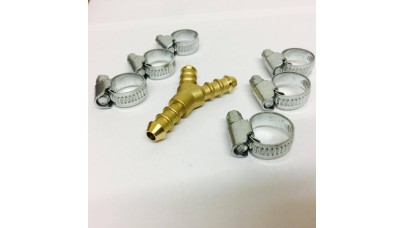 Y Piece for 8mm Gas Hose + 6 Jubilee Clips