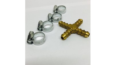 X Piece For 8mm Gas Hose + 4 Jubilee Clips 