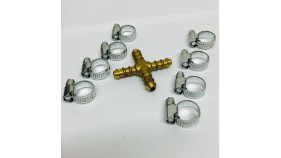 X Piece For 8mm Gas Hose + 8 Jubilee Clips