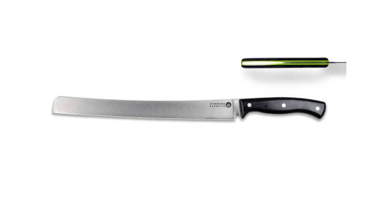 Savernake Brisket Slicer Black Micarta and Lime 